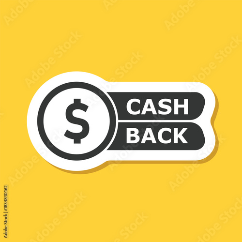Cashback sticker icon in flat style. Money back label vector illustration on isolated background. Cash back poster sign business concept.