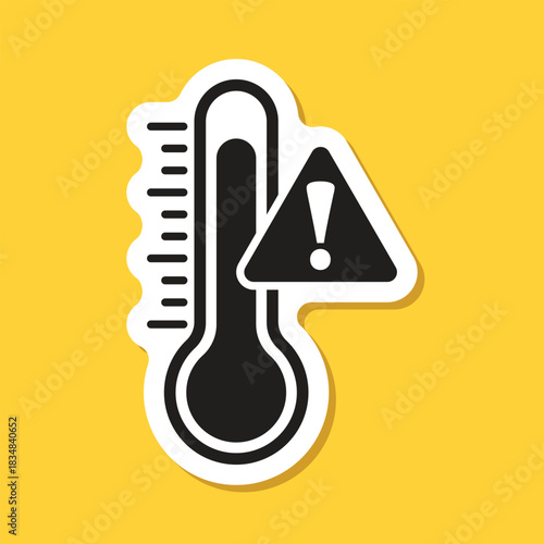 Thermometer sticker icon in flat style. Climate control vector illustration on isolated background. Weather change sign business concept.