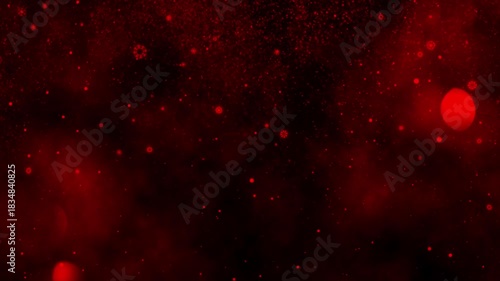 Magical red background with softly falling snow and glowing bokeh particles. Perfect for Christmas greetings, holiday intros, and backdrops
