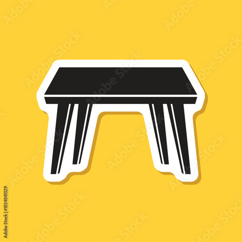 Table furniture sticker icon in flat style. Wooden table vector illustration on isolated background. Dinner desk sign business concept.