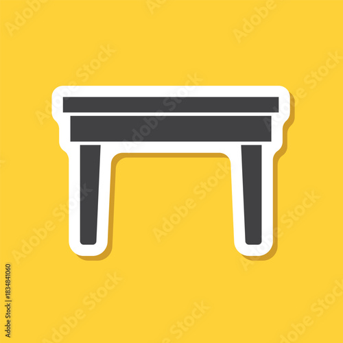 Table furniture sticker icon in flat style. Wooden table vector illustration on isolated background. Dinner desk sign business concept.