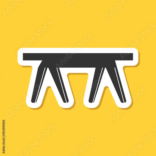 Table furniture sticker icon in flat style. Wooden table vector illustration on isolated background. Dinner desk sign business concept.