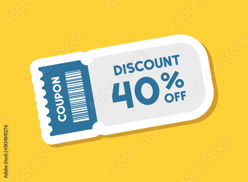 Gift voucher sticker icon in flat style. 40% discount vector illustration on isolated background. Promotion coupon sign business concept.