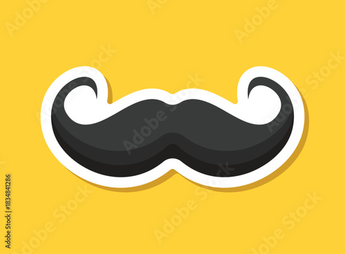 Gentleman mustache sticker icon in flat style. Whisker hairstyle vector illustration on isolated background. Moustache sign business concept.
