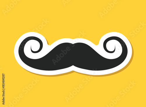 Gentleman mustache sticker icon in flat style. Whisker hairstyle vector illustration on isolated background. Moustache sign business concept.