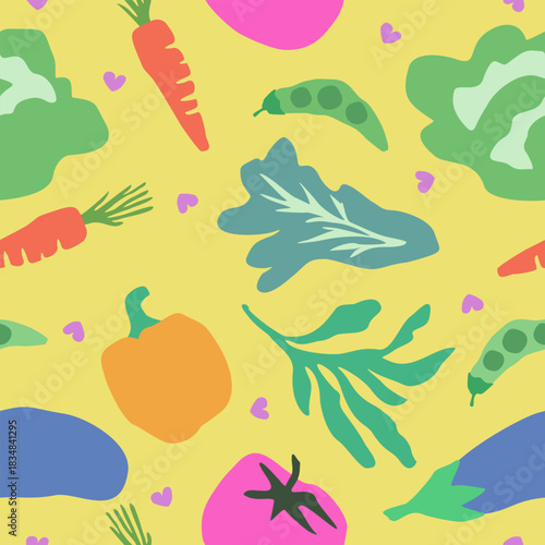 Cute mix vegetables pattern background vector design