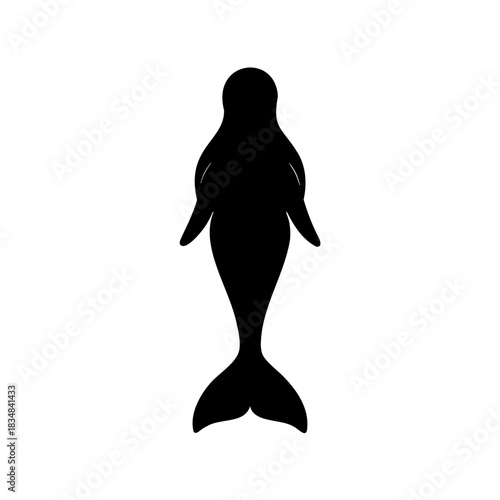 Striking silhouette illustration of a mysterious mermaid, evoking myths and legends