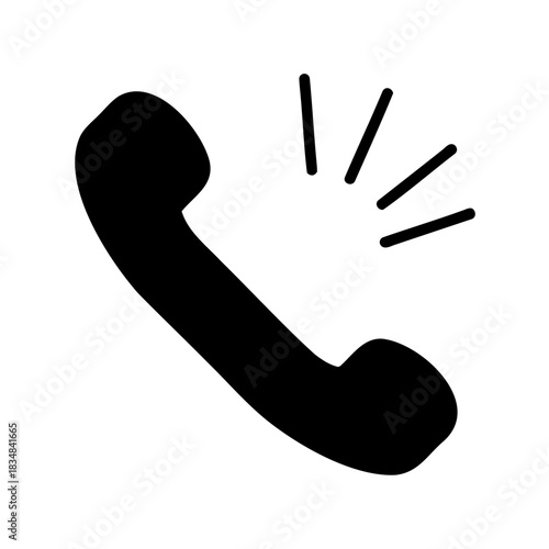 Incoming call phone icon vector representing communication and contact in black