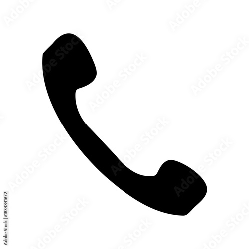 Black silhouette of classic telephone receiver on a clean white background