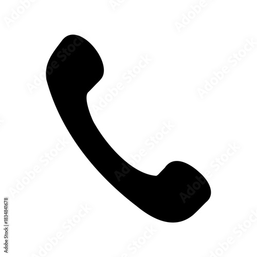 Classic black telephone receiver icon isolated on white background, vector illustration