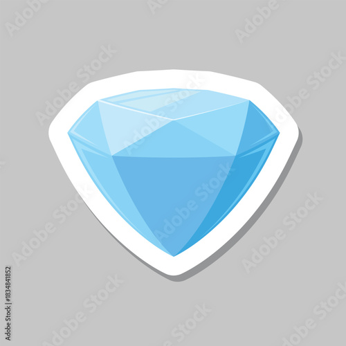 Diamond gemstone sticker icon in flat style. Jewelry gem vector illustration on isolated background. Luxury brilliant sign business concept.
