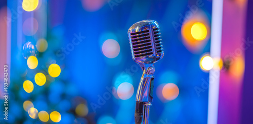 retro microphone on stage