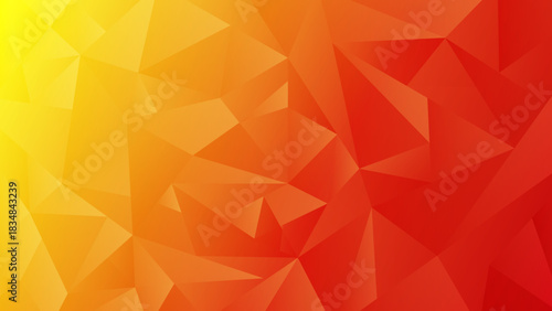 黄色と赤のジオメトリック抽象背景 立体ポリゴンとグラデーションの背景素材 ベクター