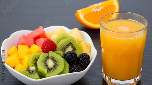 Fresh fruit and juice arrangement