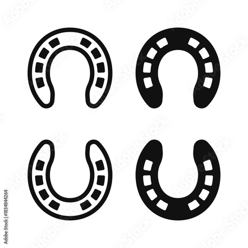 シンプルなホースシューの白黒ベクターアイコンセット