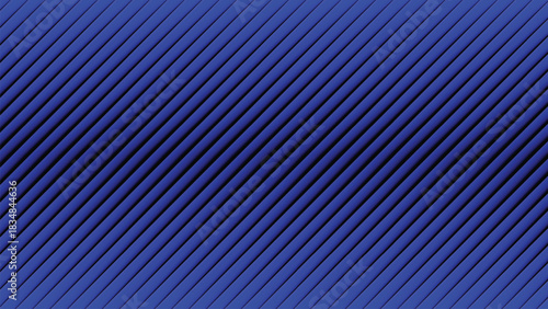 A vibrant blue abstract background featuring a pattern of parallel diagonal lines and shadows.