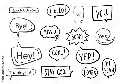 Hand Drawn Speech Bubble Doodle Set Vector