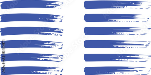 Collection of Blue Brush Stroke Stripes on White Background