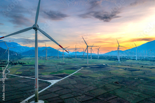 Ninh Thuan Province, Viet Nam - August 22, 2025: Renewable Energy - Wind and Solar Power in Ninh Thuan Province, Viet Nam