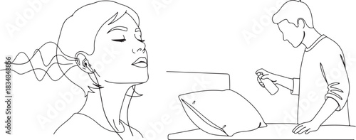 Minimalist Line Art Vector Illustrating Sensory Experiences and Home Comfort.