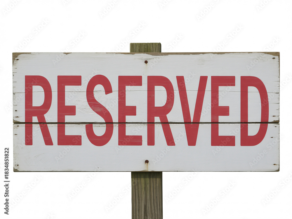 Obraz premium Rustic wooden 'Reserved' sign for weddings or special events, adding a touch of vintage charm and exclusivity to your occasion