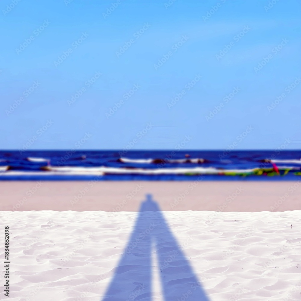 Obraz premium Shadow on Beach with Sea and Sky