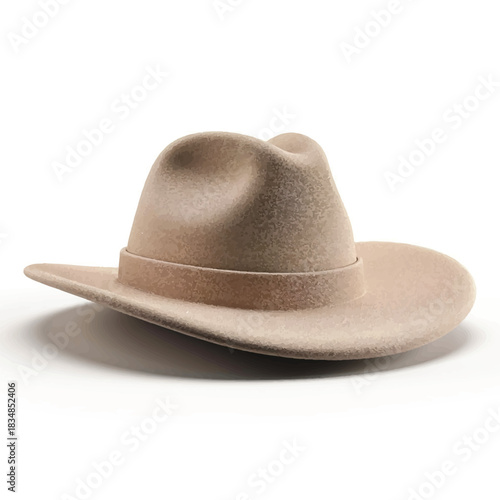 Stylish 3d designer hat with soft shadow on white background