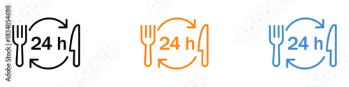24 Hours restaurant service icon vector. delivery, fast food, catering, late night dining symbol. vector illustration.