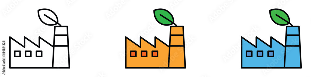 Obraz premium Clean Industry icon vector. sustainable manufacturing and green energy symbol. vector illustration.