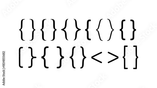 Collection of Braces, Brackets, and Angle Brackets on a White Background