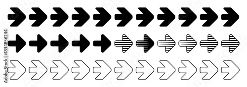 Collection of Right-Pointing Arrows in Various Styles and Fillings