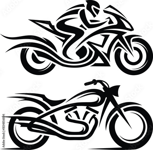Motorcycle vector graphics silhouette for design elements