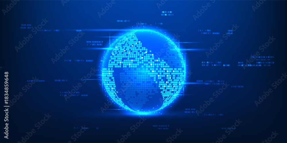 Naklejka premium Computing Technology Background Showing Data Process Through Internet Networks, Efficient Digital Information Flow, Cloud Based Computation, and Modern Connectivity System Designed for Fast, Stable