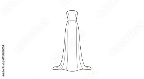Elegant flowing strapless gown illustration evoking sophistication and formal occasions with