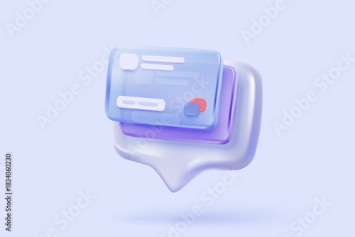 3D credit card financial security for online shopping, financial transactions, online payment credit card with payment protection concept. 3d business finance vector icon render illustrator