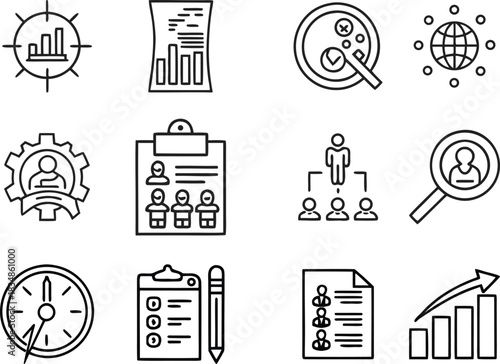 human resources line icon set