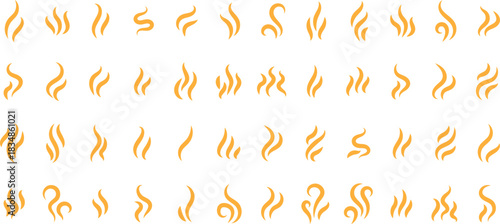 Smoke steam icon set vector hot aroma heat design on transparent background