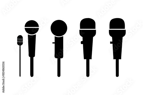 Illustration vector graphic of set icon microphone, shilloute microphone icon design. Suitable for broadcast, sing, audio, etc.