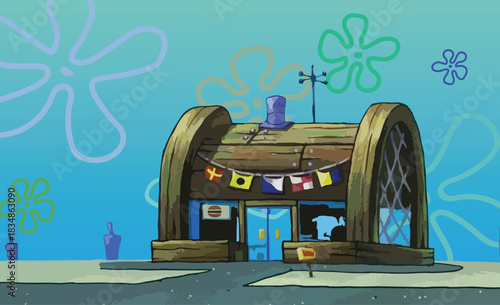 modern art background template vector element fruit Beach fun icon logo sign symbol pineapple home house bikini bottom  background eat sweet green yellow sea deep design vector template