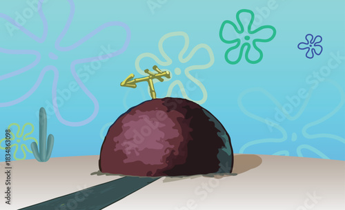 modern art background template vector element fruit Beach fun icon logo sign symbol pineapple home house bikini bottom  background eat sweet green yellow sea deep design vector template