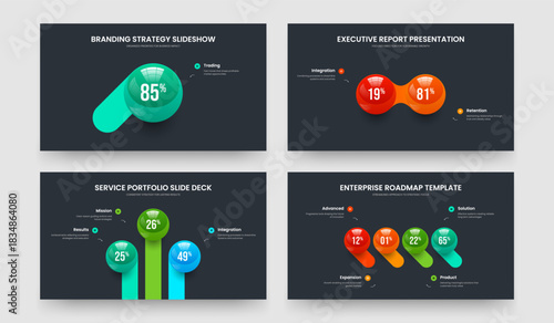 Clean Analysis One Two Three Four Element Diagram Frame Template Vector Illustration Bundle. Sales Briefing 1 2 3 4 Step Infographic Presentation Layout Collection.