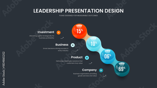 Professional Portfolio Presentation Layout Vector Illustration. Minimal Forecast Four Element Graph Slide Template. Digital Report 4 Step Infographic Frame Design.