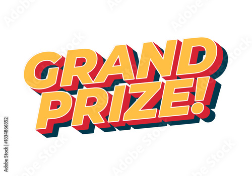 Bold and colorful text saying GRAND PRIZE! with 3D effect