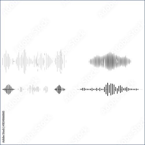  Audio waveforms showing sound visualization for music production and analysis Vector