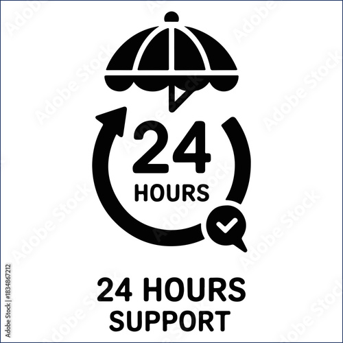 Twenty four hours support icon vector