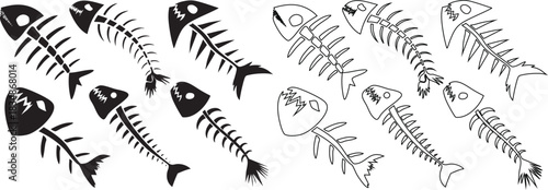 Stylized Fish Skeletons Collection design 