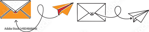 An email marketing campaign with a paper airplane delivering messages effectively now.