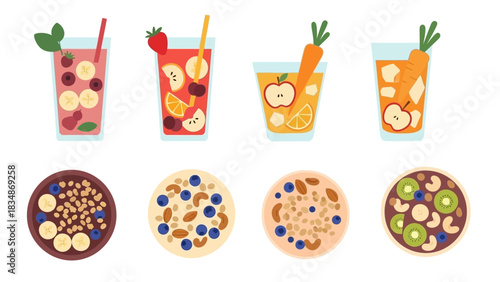 Healthy Breakfast Options Smoothies and Oatmeal Bowls