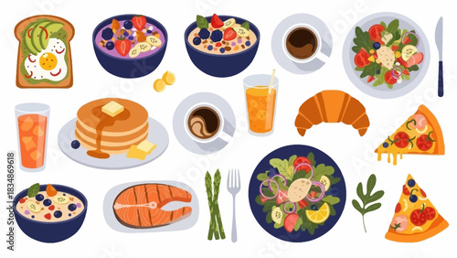 Delicious and Nutritious Breakfast and Meal Selection with Various Healthy Food Options