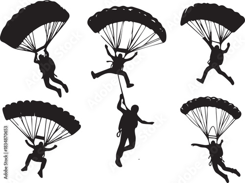 Skydivers Silhouettes Collection design template 